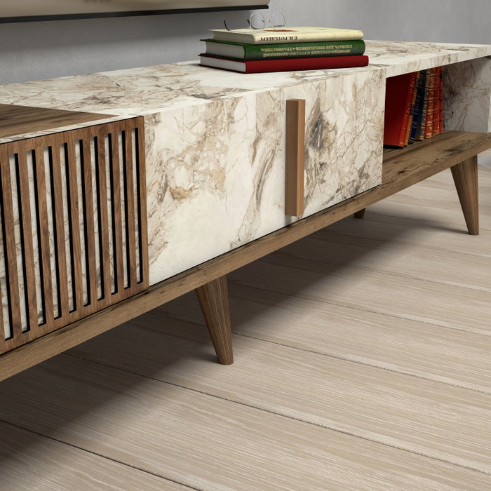 Hanah Home Milan Soporte para TV Nogal y Blanco